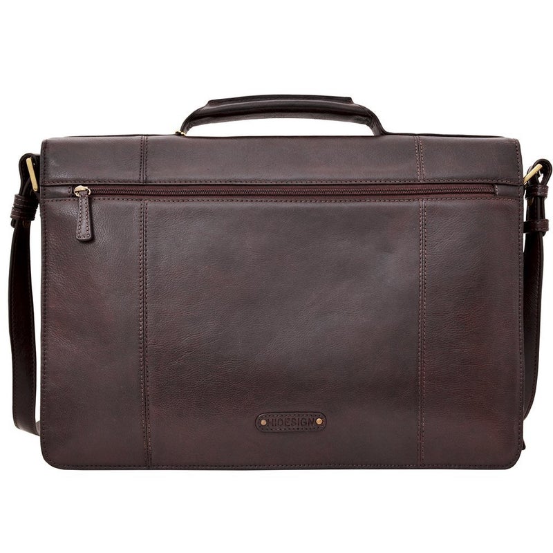 HIDESIGN Charles Large Double Gusset Leather 17" Laptop Compatible Briefcase, Brown - Image 3